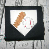 Softball Baseball Bat Ball Home Plate Machine Applique Embroidery Design