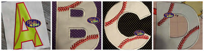 Applique Baseball Alphabet Font A to Z with Stitches Applique Embroidery Design