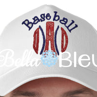 Baseball Dad sketchy baseball cap hat machine embroidery design