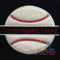 Baseball Softball Split Applique Embroidery Design Monogram