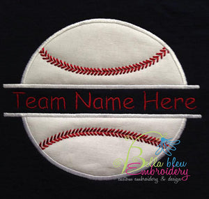Baseball Softball Split Applique Embroidery Design Monogram