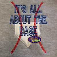 It's all about that Base with Stitches Baseball Applique Embroidery Design