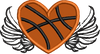 Basketball Heart with Wings Applique