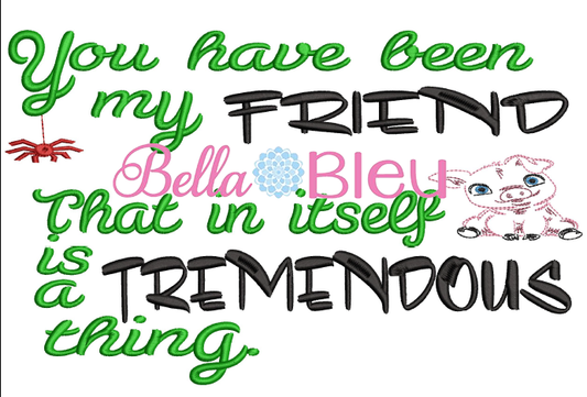 Inspired Charlotte's Web Pig Spider Reading Pillow Quote, Reading Pillow Embroidery design, Saying Quotes,  embroidery design