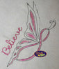 Breast Awareness Cancer Ribbon Butterfly Filled line art Fight Machine Embroidery Design