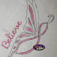 Breast Awareness Cancer Ribbon Butterfly Filled line art Fight Machine Embroidery Design