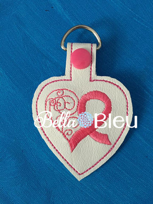 ITH in the hoop Awareness Cancer Key Fob machine embroidery Breast Cancer