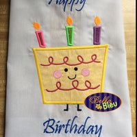 Birthday Cake and Candles Applique Embroidery Designs