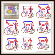 Beach Bucket With Shovel & Star Birthday Numbers Machine Applique Embroidery design