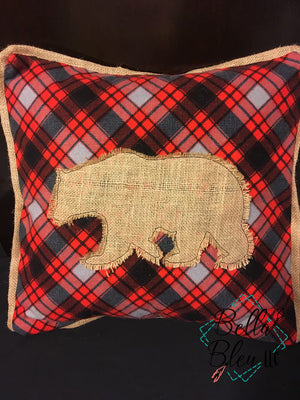 Bear Silhouette Bean Stitch Applique Machine Embroidery Design