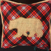 Bear Silhouette Bean Stitch Applique Machine Embroidery Design 6x10