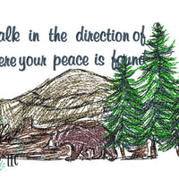 Walk in the direction where you peace is found nature scribble design