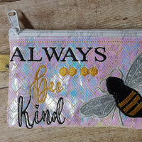 In the Hoop Bee Kind zipper bag Wallet