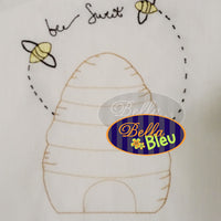 Bee Hive Bee Sweet Kitchen Towel Embroidery Colorwork Redwork design machine embroidery