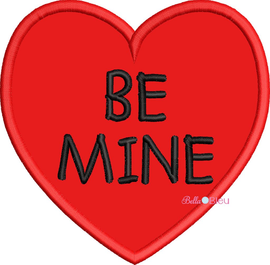 Be Mine Valentine Heart Shape Applique Machine Embroidery Design