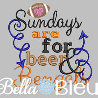 Sundays are for beer and Bengals Football Machine Embroidery Design
