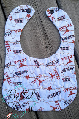 ITH In The hoop Baby Bib with longhorn stipple quilting Pattern