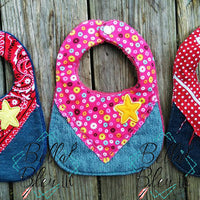 ITH In The hoop Sheriff Baby Bib with stars machine embroidery applique design