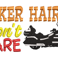 Biker Hat don't care with motorcycle baseball hat cap machine embroidery design