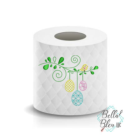 Bird on a Branch Easter Eggs Toilet Paper Saying Machine Embroidery Design sketchy