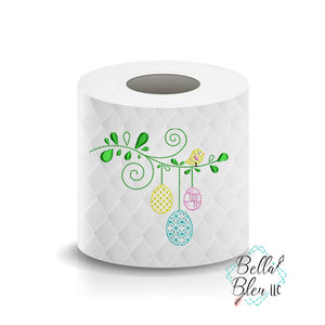 Bird on a Branch Easter Eggs Toilet Paper Saying Machine Embroidery Design sketchy