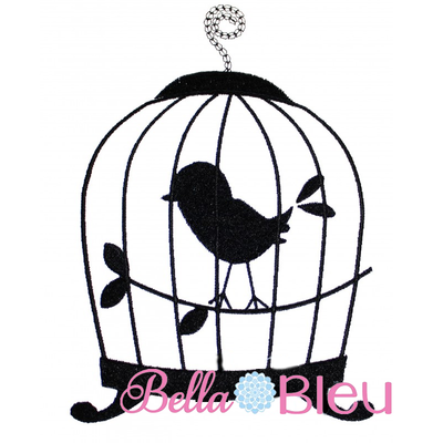 Bird Cage Silhouette Applique Embroidery Design SL