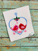 Love Birds on heart swing Applique Embroidery design
