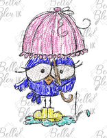 Bird and Umbrella Sketchy Scribble