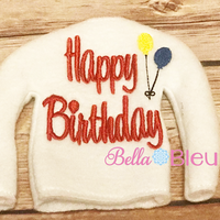 Happy Birthday with Balloons Elf Sweater In the hoop ith embroidery design