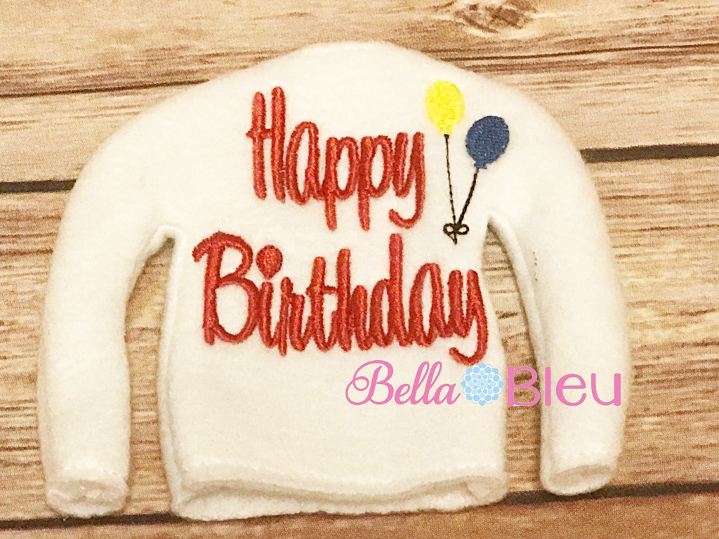 Happy Birthday with Balloons Elf Sweater In the hoop ith embroidery design