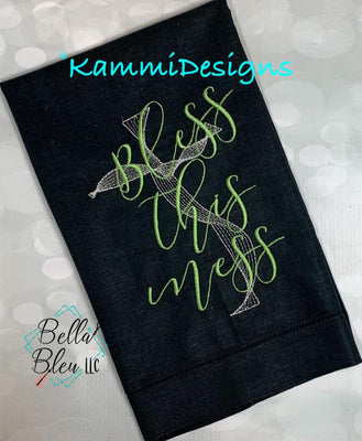 Bless This Mess Saying Embroidery Design - Religious Embroidery design
