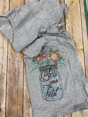 Bless Your Heart Flowers in Mason Jar Ladies Shirt