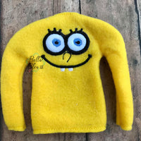 ITH Elf Inspired Sponge Bob face Sweater Shirt machine embroidery design