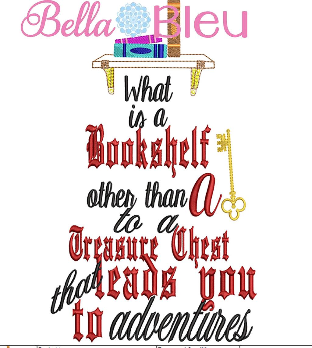 Reading Pillow Quote, Reading Pillow What is a bookshelf other than a treasure box for curious people embroidery design