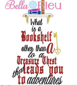 Reading Pillow Quote, Reading Pillow What is a bookshelf other than a treasure box for curious people embroidery design