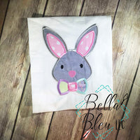 Easter Bunny face with bow tie applique Machine Embroidery design