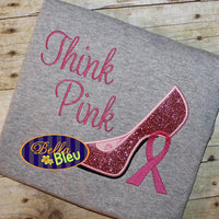 Sexy Cancer Awareness Breast Heels Applique Embroidery Design