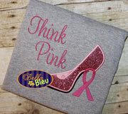 Sexy Cancer Awareness Breast Heels Applique Embroidery Design
