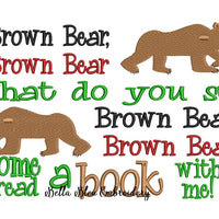Inspired Brown Bear Reading Saying Machine Embroidery Design