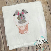 Sketchy Easter Bunny in basket Machine Embroidery design 8x12