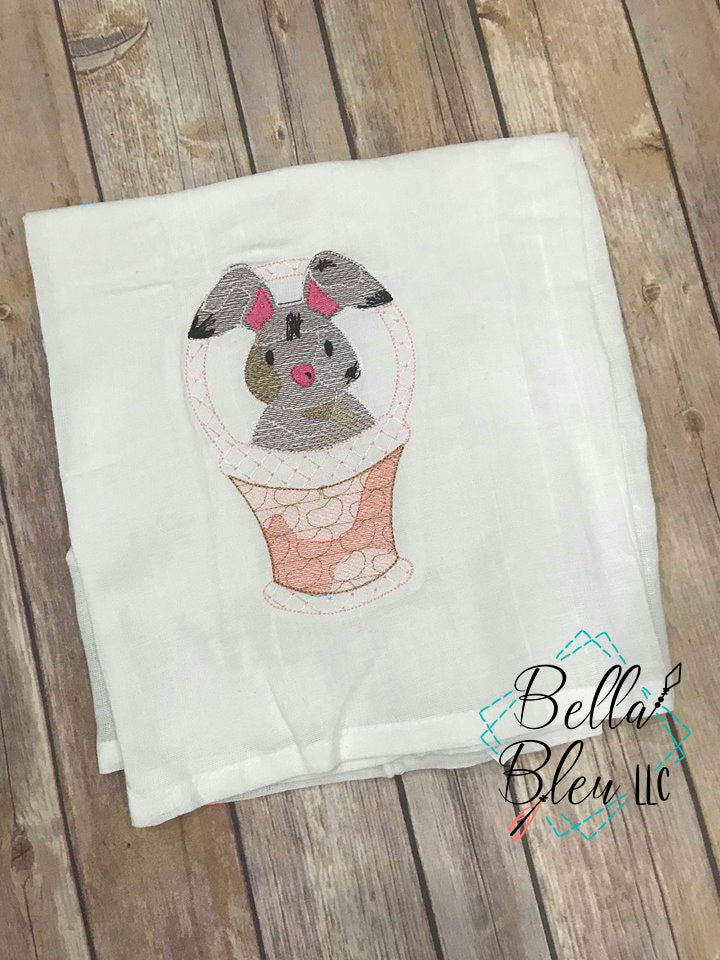 Sketchy Easter Bunny in basket Machine Embroidery design 7x11