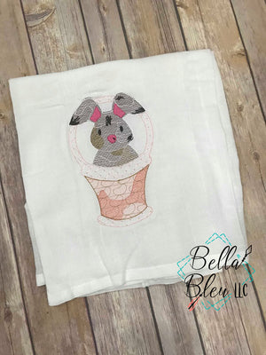 Sketchy Easter Bunny in basket Machine Embroidery design 6x10