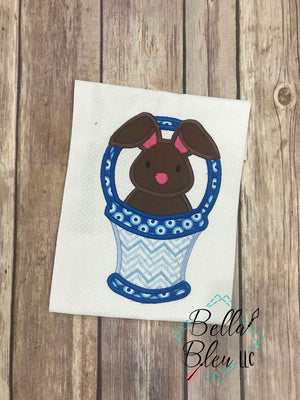 Easter Bunny in Basket Applique Machine Embroidery design 7x11