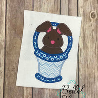 Easter Bunny in Basket Applique Machine Embroidery design 6x10