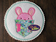 Cute Easter Bunny Boy in a Pocket Embroidery Applique design Easter machine embroidery Monogram