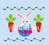 Easter Bunny in a Basket with Carrots Faux Smocking Machine Embroidery Design