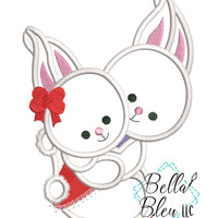 Easter Bunny Hugs Applique Embroidery Design