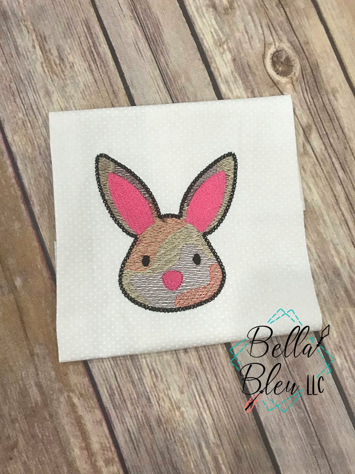 Easter Bunny face Sketchy Urban fill Machine Embroidery design 6x6