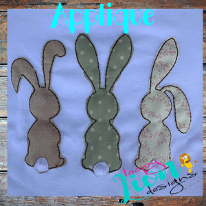 Bunny Trio Bean Stitch Applique Embroidery Design