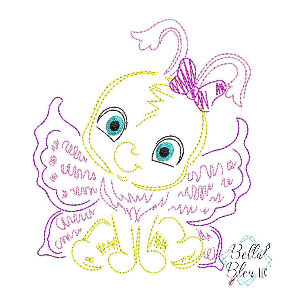 Quick Stitch Girl Butterfly Insect Bug Machine Embroidery Design COLORWORK